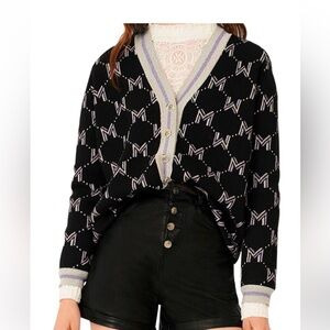 Maje Black and Gray Knit Cardigan